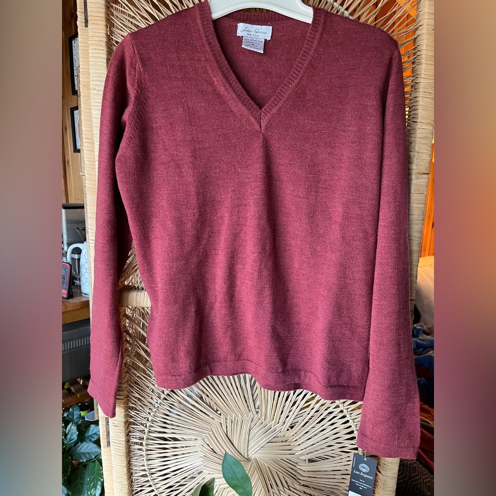 Linea Donatella Women's V-Neck Sweater - Burgundy